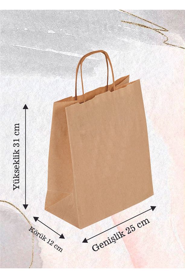 Kraft Çanta Burgu Saplı (25x12x31)  (Kağıt Poşet Çanta) 10 Adet - 1
