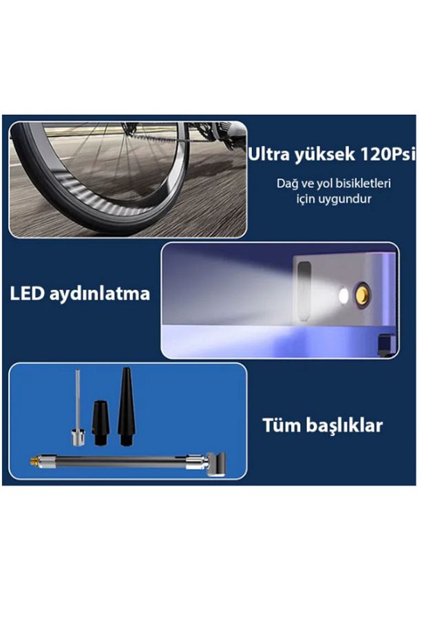 MEFA ÖS  150psi ŞARJLI Tasinabilir Araba yüksek güçlü  kablosuz lastik hava pompasi GRI - 3