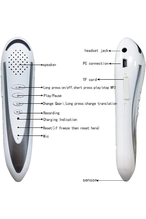 Quran Reading Pen - 16GB Digital Rechargeable Holy Quran Reader with 25 Reciters & 6 Books - 2