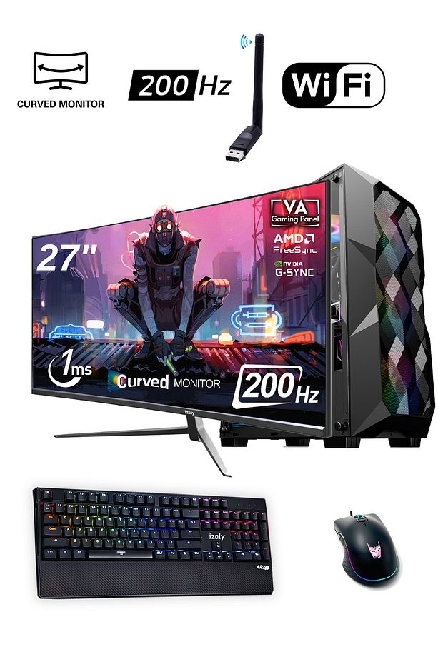 Spinda Y Ryzen 7 3700x 16gb 256gb M.2 Nvme Rx 580 8gb 27" 200hz Oyuncu Masaüstü Bilgisayarı - 1