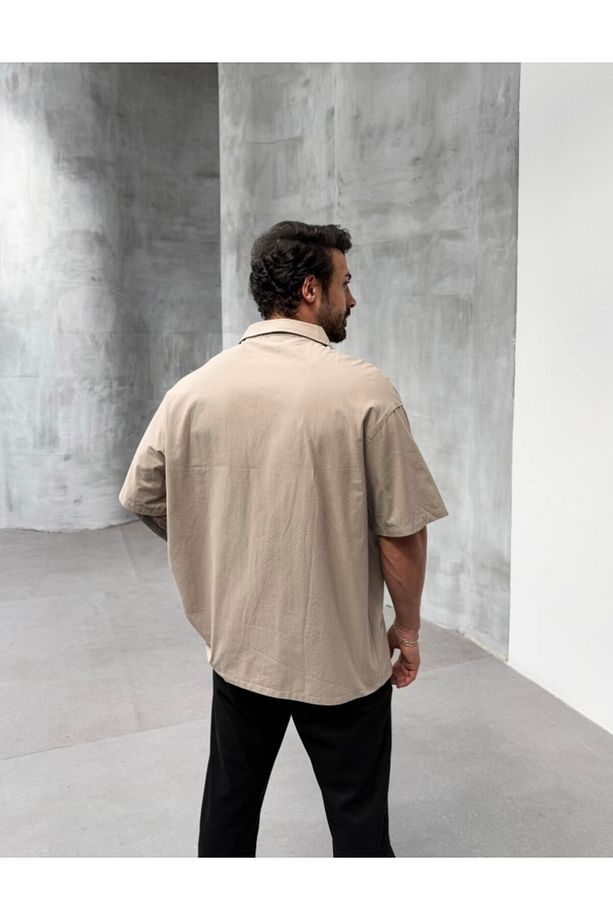 Kabartma Çiçek Nakışlı Oversize Gömlek 40803 - 4