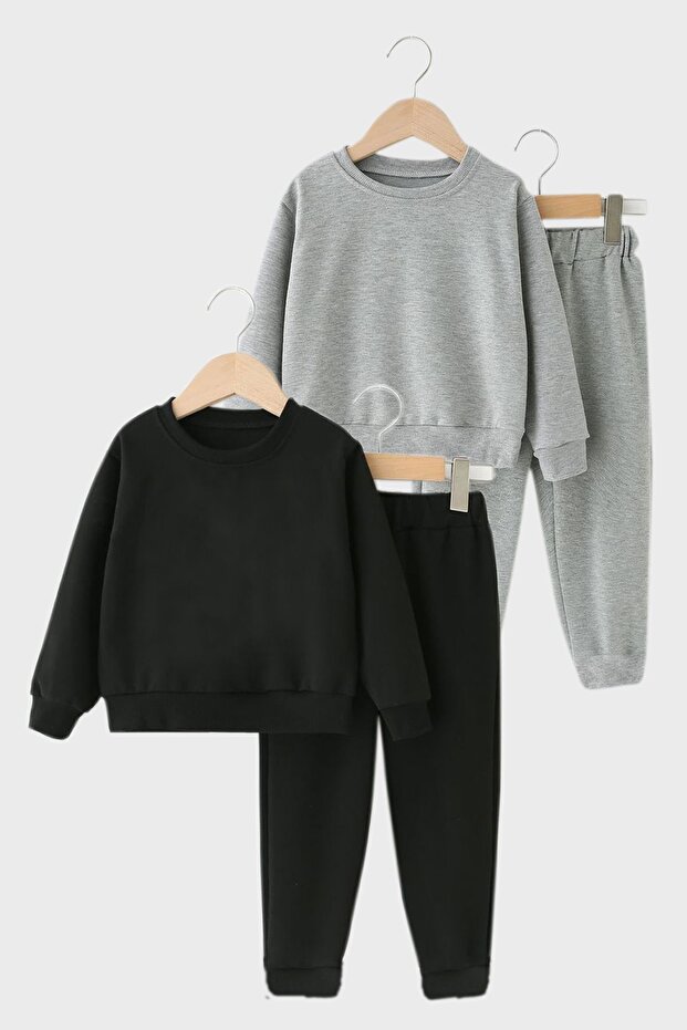 2-Piece Flat Round Neck Unisex Tracksuit Set