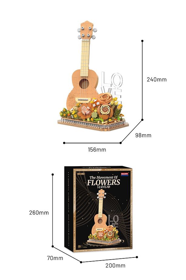 Çiçeklerin Hareketi – Akustik Gitar (BL21278) – Mini Blok Yapı Oyuncakları Seti - 5