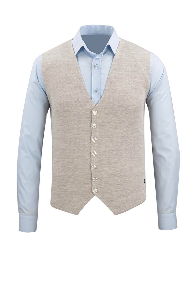 Men's Buttoned Sports / Classic Knitwear Knitted Sleeveless Stone Vest