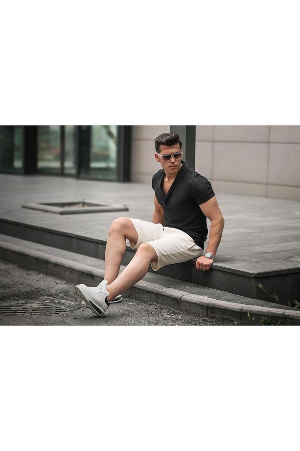 Fitilli Basic Şort - Ekru - 6