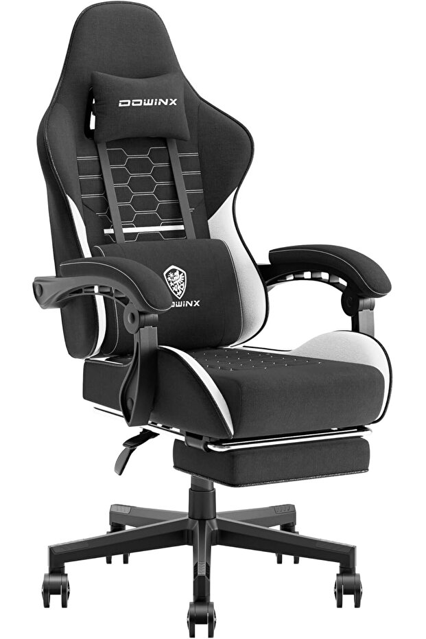 Dowinx LS 6658B Ergonomic High Back Gaming Chair with Lumber Support - Black and White