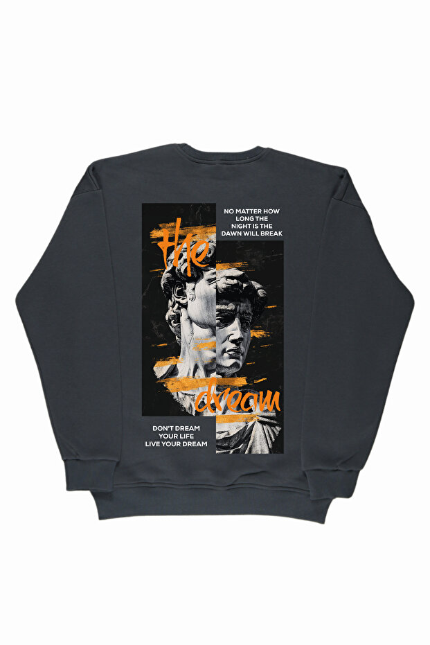 Lenithra the Dream Sculpture Back Printed Unisex Oversize Smoked Sweatshirt