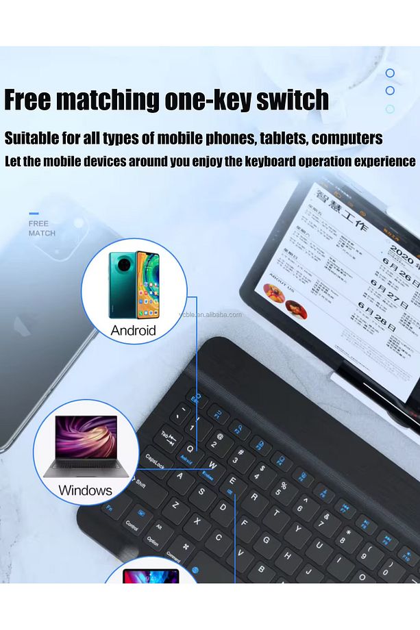 Kablosuz klavye ve mouse seti bluetooth telefon tablet ipad pc mac uyumlu wireless set - 4