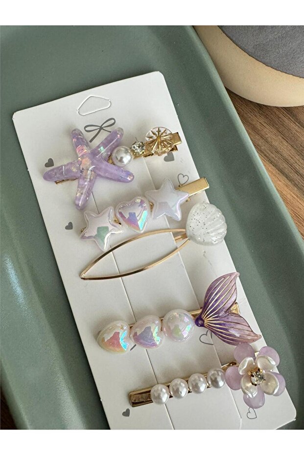 Lilac 6-Piece Starfish Mermaid Buckle Set