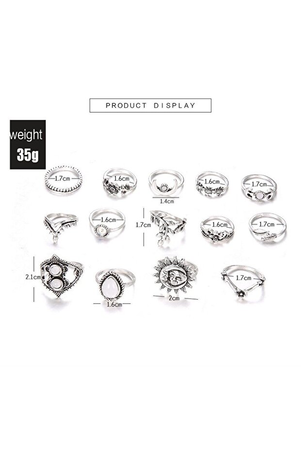 مجموعة خواتم فضية متعددة - 3