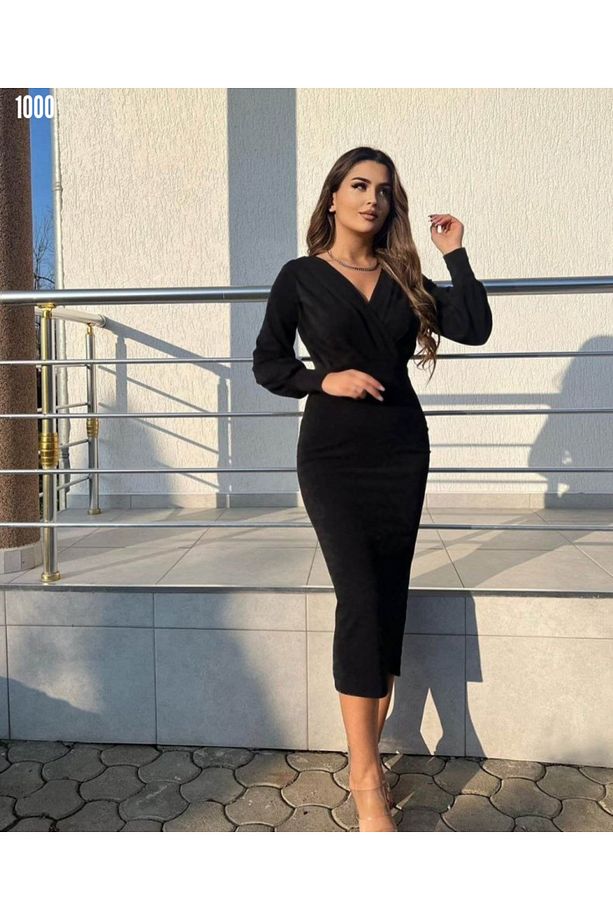 14 Şubata Özel Simli Krep Kumaş Maxi Elbise - 5
