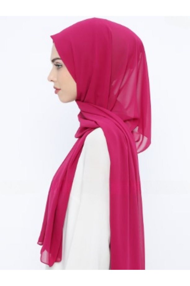 Krep Şifon Şal - Pastel Fuşya - 5