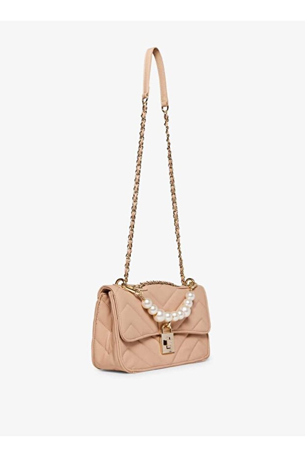 Steve Madden Quilted Crossbody Bag with Pearl Handle and Twist Lock Closure - 2