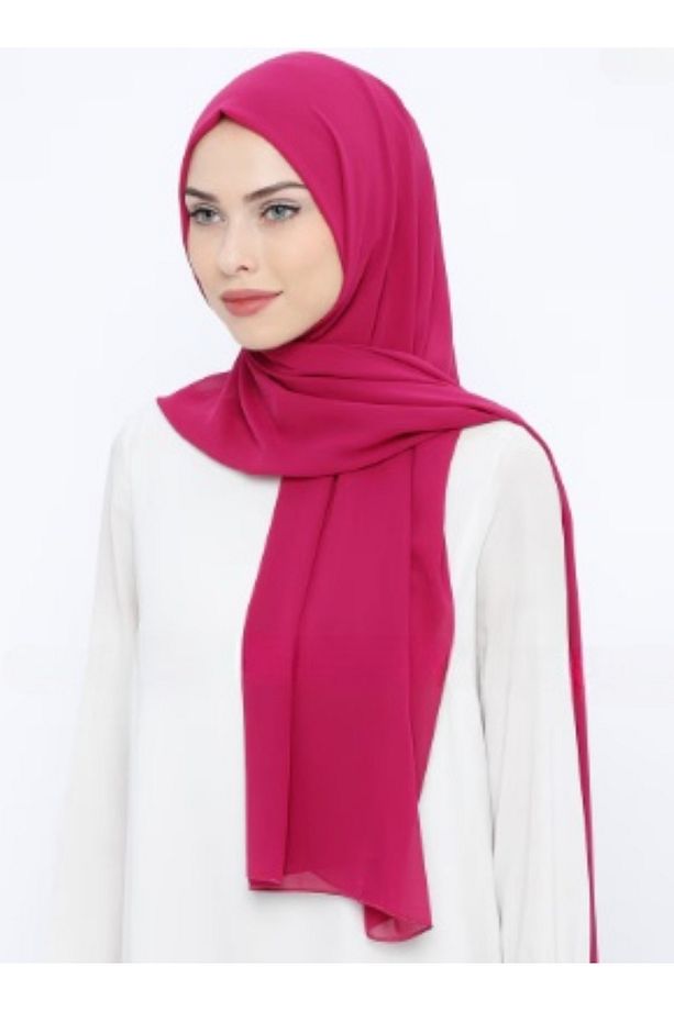 Krep Şifon Şal - Pastel Fuşya - 1
