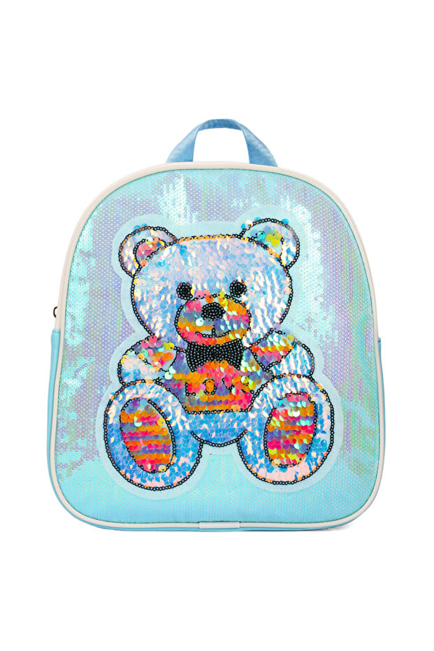 - Sequin School Backpack - Teddy Green