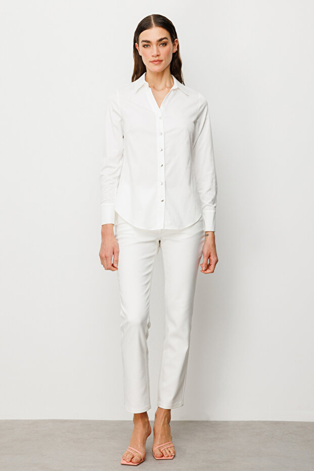 Düğmeli Poplin Gömlek - 3