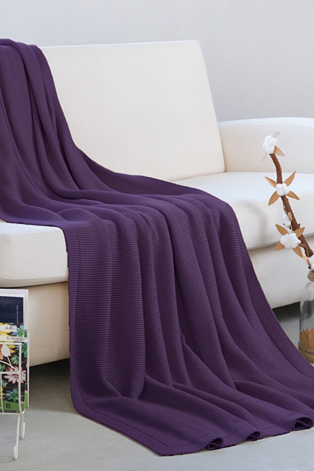 Alina 100% Organic Cotton Breathable Cover, Mesh Sofa Shawl, Tv Blanket