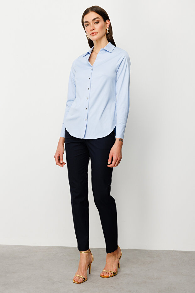 Düğmeli Poplin Gömlek - 2