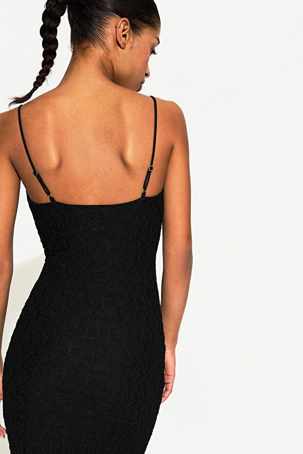 Dantelli midi elbise - 3