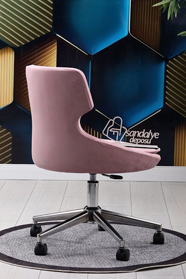 Simge Ofis Ve Çalışma Koltuğu (PEMBE KUMAŞ) - 4