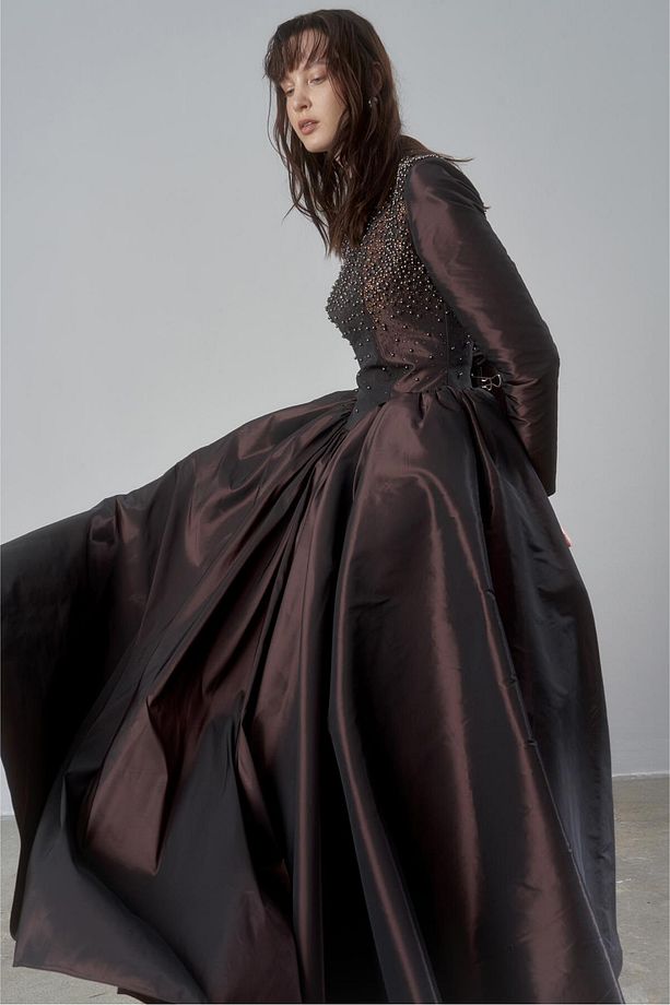 Taş Işlemeli Prenses Model Kabarık Abiye Elbise - 4