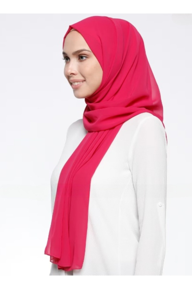 Krep Şifon Şal - Mat Fuşya - 1
