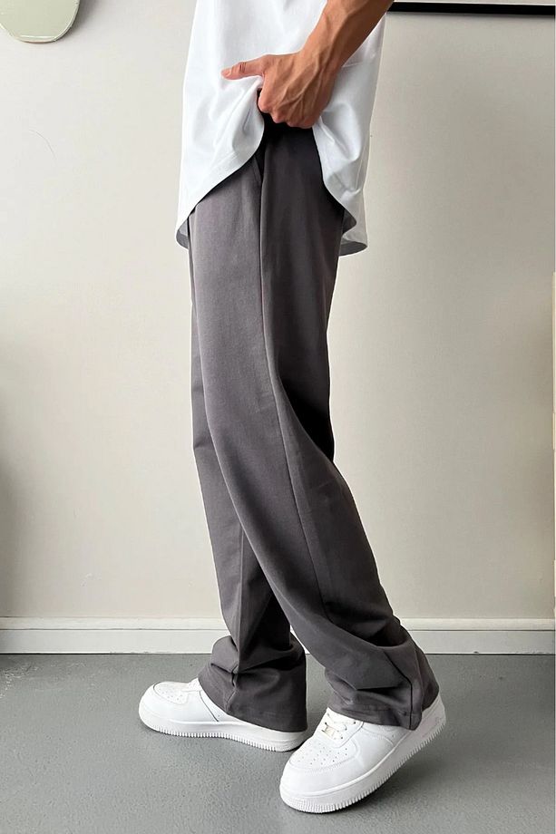 Unisex Yüksek Bel Bol Paça Paçası Ayarlanabilir Baggy Oversize Eşofman Altı - 1