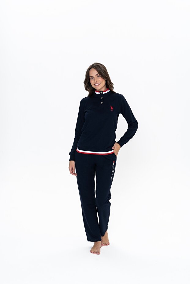 Women'S, Licensed, Uspa, 100% Cotton, (Navy Blue), Home Wear, 2-Piece Set