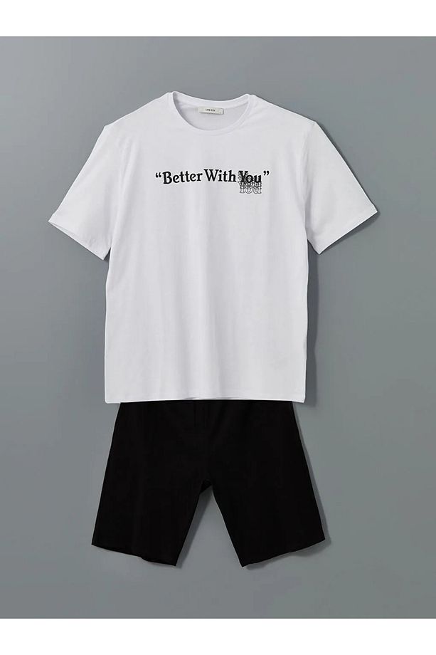 LCW ECO Beyaz Standart Kalıp Erkek Şortlu Pijama Takımı - 4