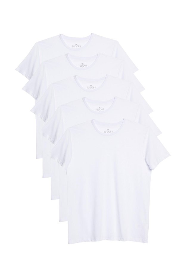Unisex 5-Pack White Slim Fit Slim Fit 100% Cotton Crew Neck T-Shirt