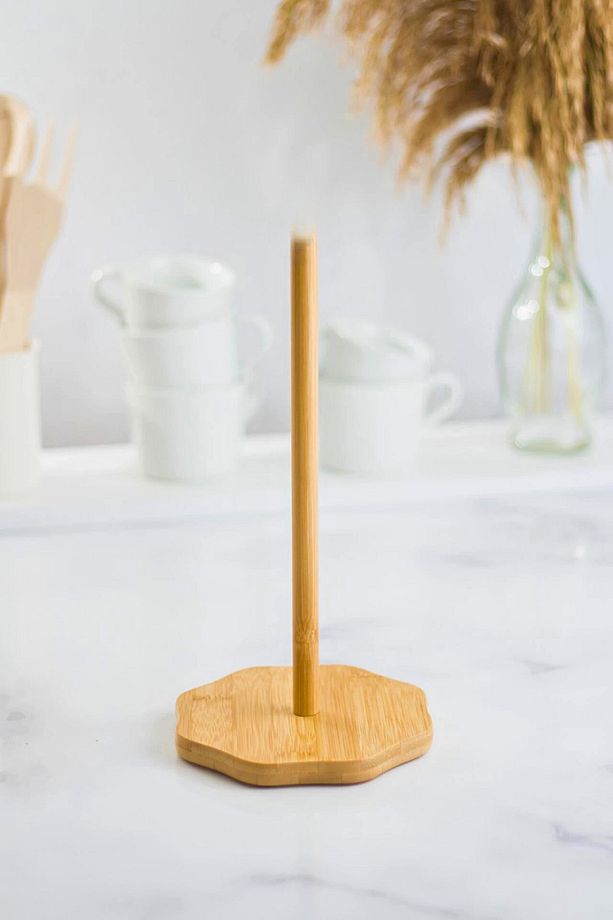 Çiçek Model Bambu Tezgah Üstü Kağıt Havluluk Standı, Bambu Kağıt Havlu Tutacağı Standı - 3