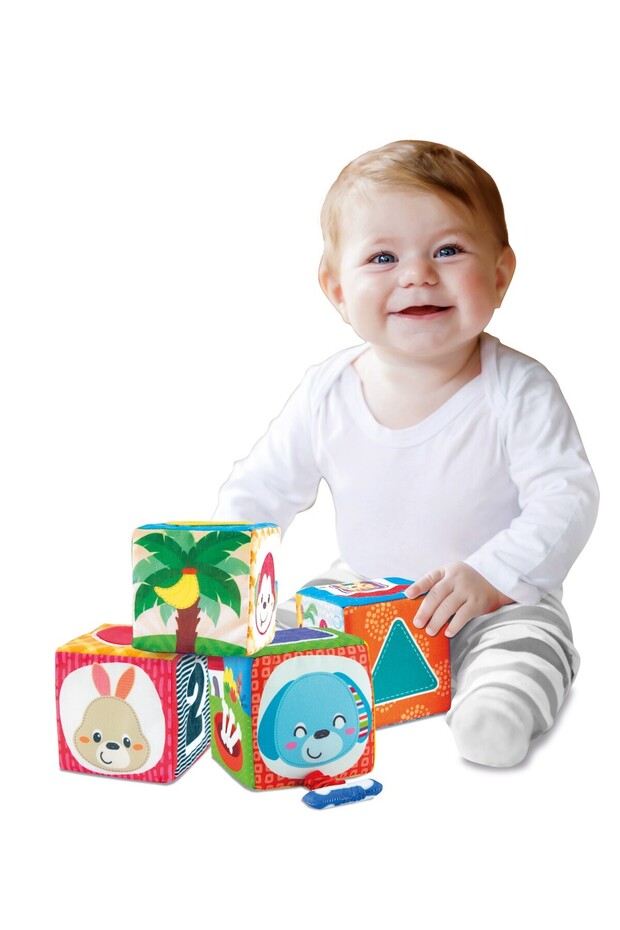 SET OF 4 STACKABLE TEXTILE CUBES - 3