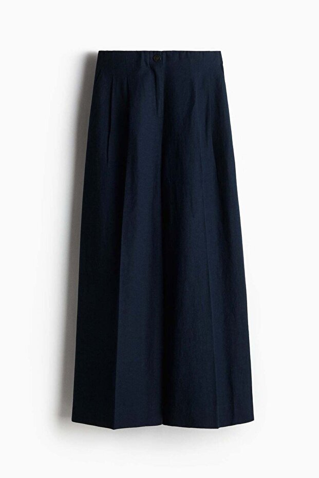 Wide linen-blend trousers