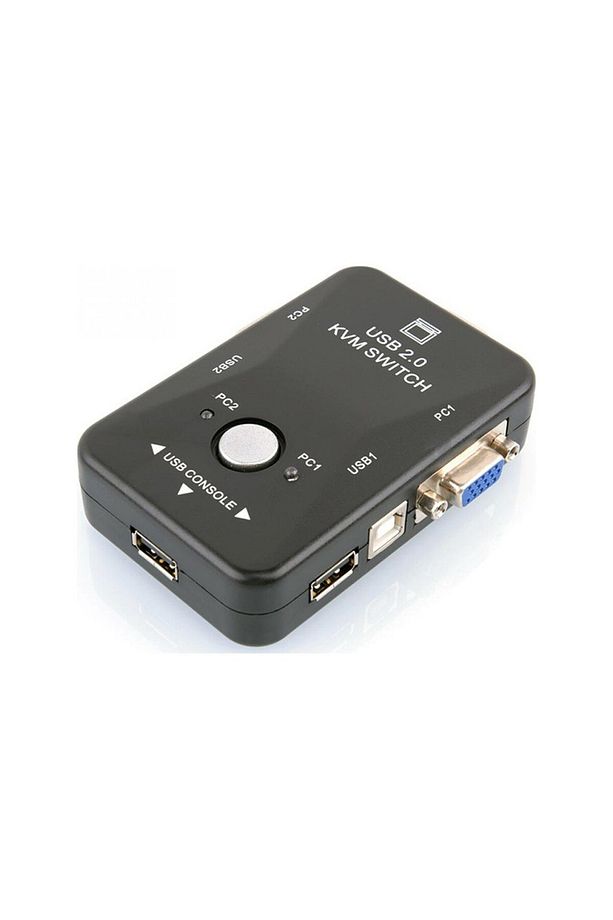 2 Port Usb Kvm Switch 2 Pc Kasa Tek Kontrol Bilgisayar Laptop + 2 Adet Kablo - 4