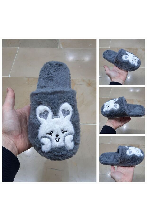Women's Ultra Light Soundless Non-Slip Rabbit Figured Plush House Slippers
