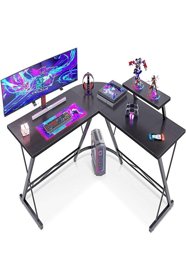First L-Shaped Gaming Table - Black - 1