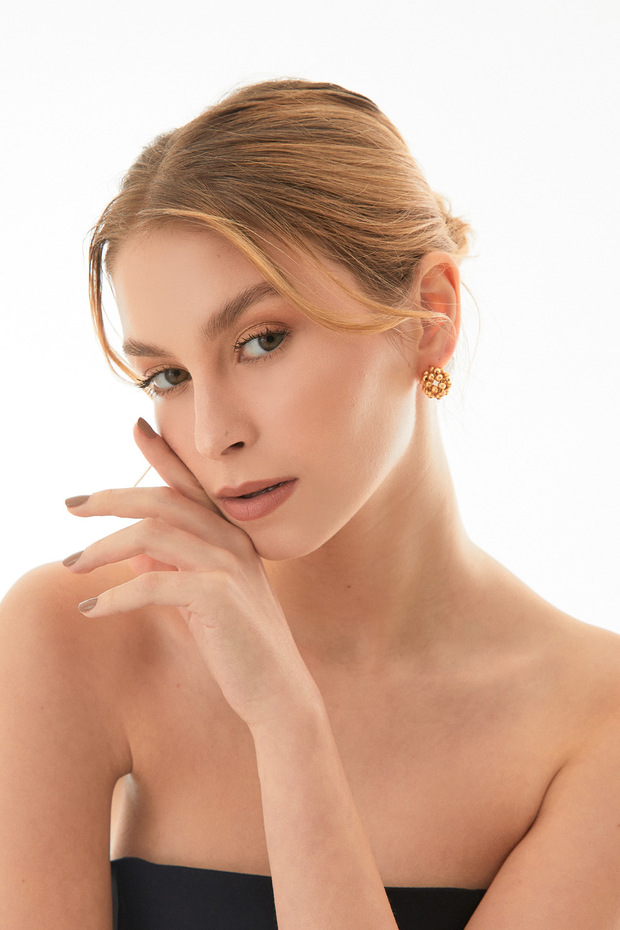 Dorika Örme Top Küpe - 1