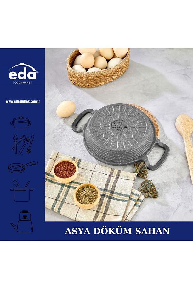 20 Cm Döküm Granit Asya Sahan Gri Yuvarlak - 6