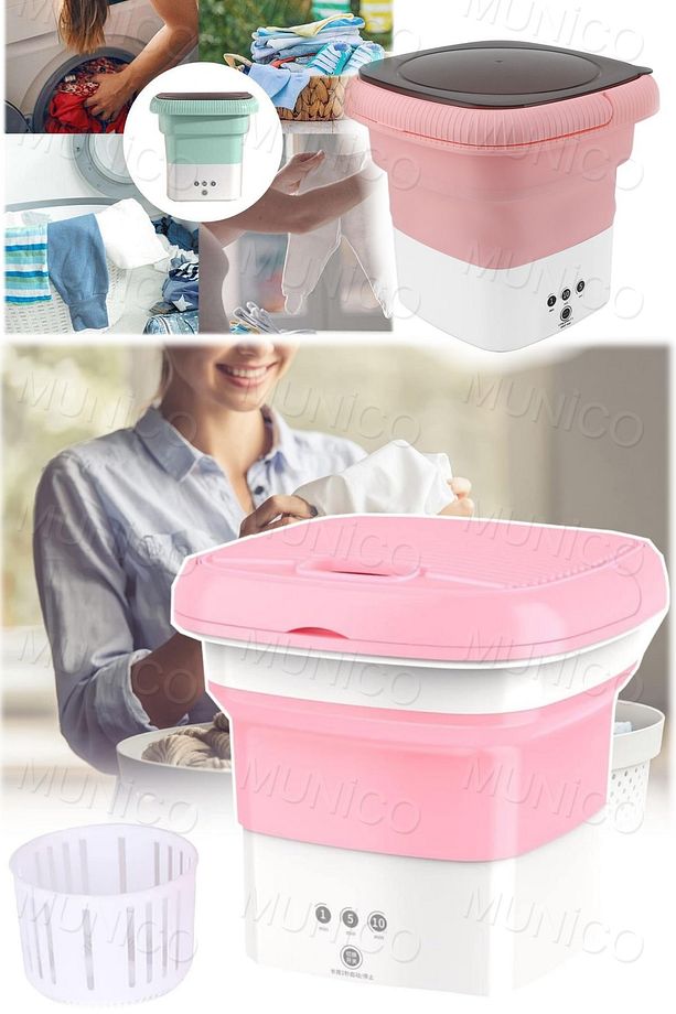 Pembe Katlanır Çamaşır Makinesi Kurutuculu Giysiler İçin Kova Yıkama Çorap Çamaşırları İçin Kurutma - 8