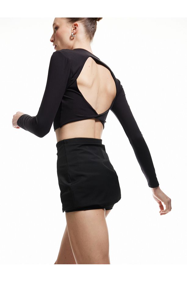 Yüksek Bel Slim Fit Spor Şort Etek - 3