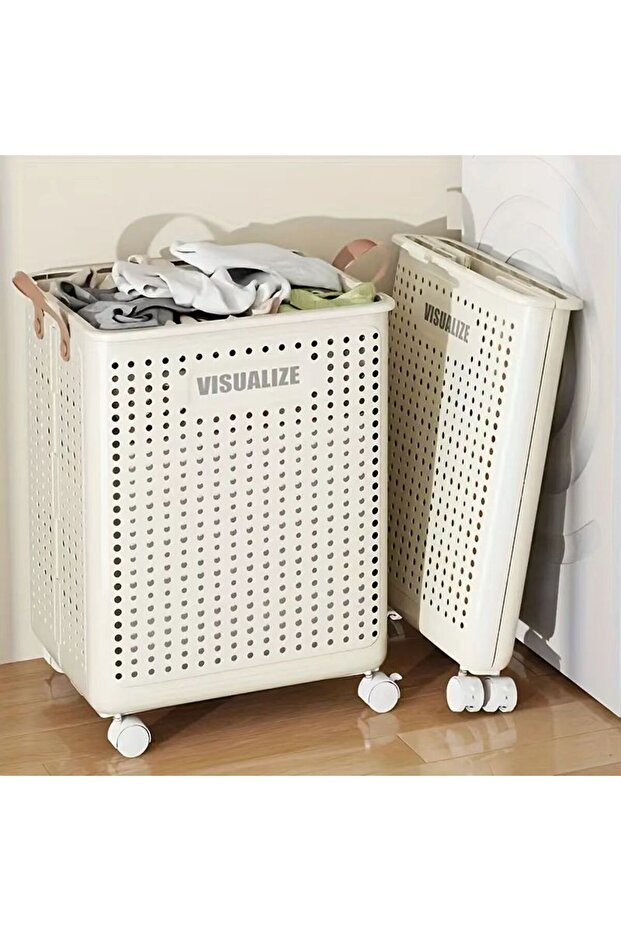 Stylish foldable laundry basket with wheels