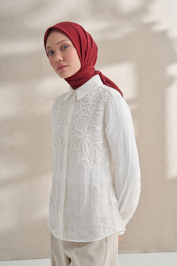 KREP JAKAR Q DESEN EŞARP - BORDO - 3