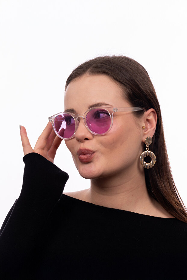 Unisex Transparent Round Framed Sunglasses