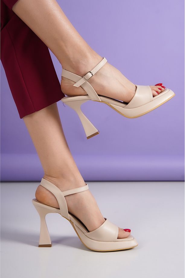 Kadın Bej Platform Ayakkabı 12cm - 1