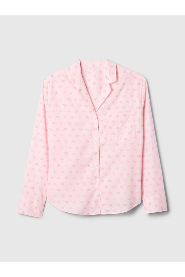 Kadın Pembe Poplin Oversized Pijama Üstü - 2