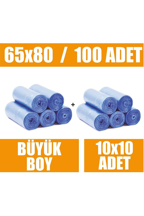Çöp Torbası Büyük Boy Mavi 65x80 Çöp Poşeti 10 Lu X 10 Rulo - 2