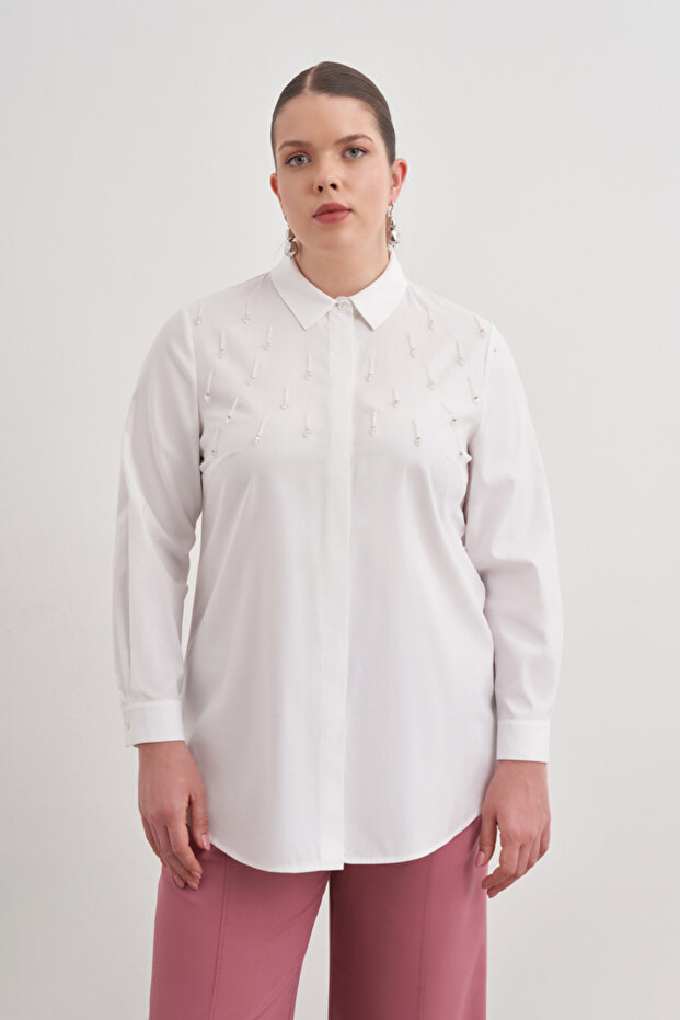 İşlemeli Cotton Gömlek - 3