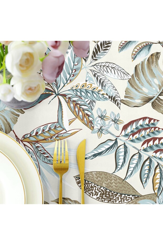 Canvas Authentic Blue Liquid Proof Stain Resistant Table Cloth - 3