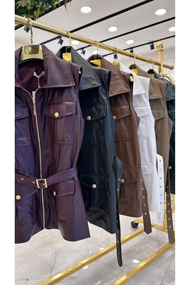 Bordo Deri Yelek - 2