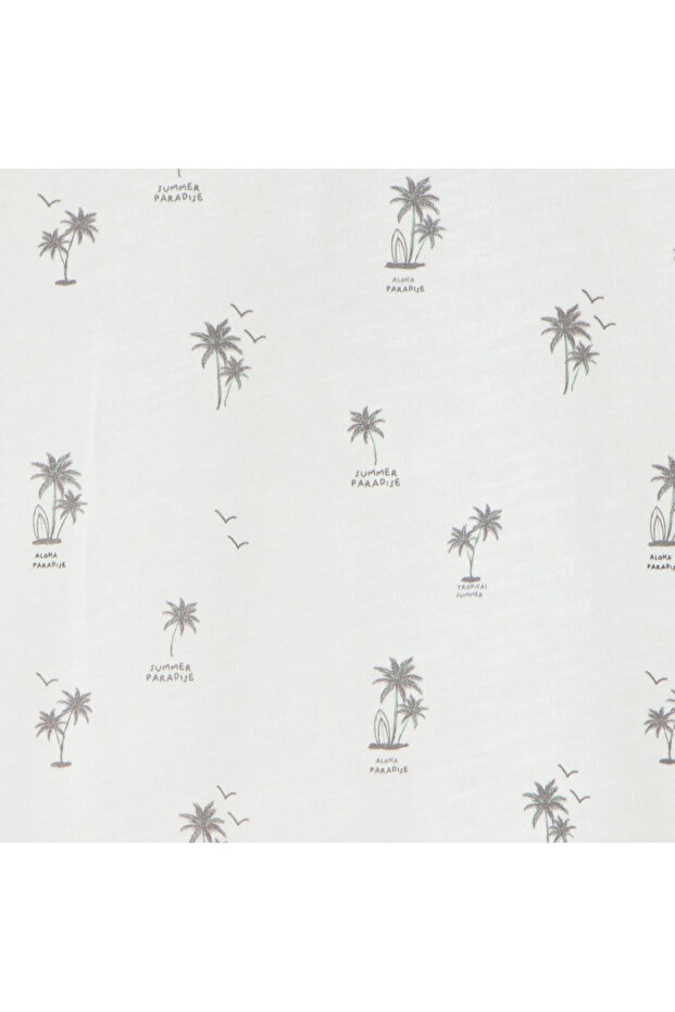 Tropic Baskılı Tshirt Ekru - 3